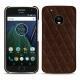 Coque cuir Lenovo Moto G5 Plus - Châtaigne - Couture ( Pantone 476C ) 