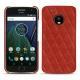 Coque cuir Lenovo Moto G5 Plus - Papaye - Couture ( Pantone 180C ) 