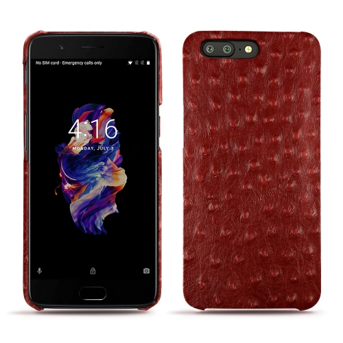 Custodia in pelle OnePlus 5Autruche ciliegia ( Pantone #a4343a ) 