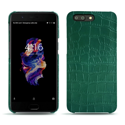 Custodia in pelle OnePlus 5Crocodile pino ( Pantone #173F35 ) 