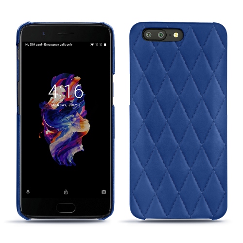 OnePlus 5 leather caseBleu océan - Couture ( Nappa - Pantone #15458a) 