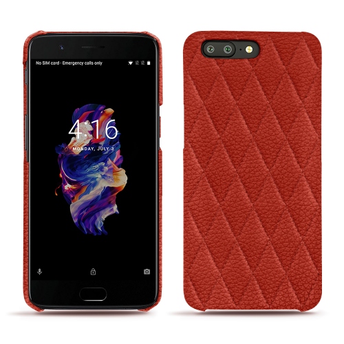 Lederschutzhülle OnePlus 5Papaye - Couture ( Pantone #b54317 ) 