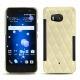 Coque cuir HTC U11 - Beige - Couture ( Nappa - Pantone 7502C ) 