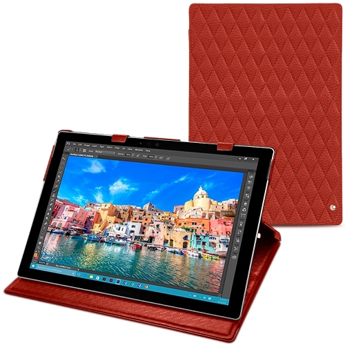 Housse cuir Microsoft Surface Pro 4Papaye - Couture ( Pantone #b54317 ) 