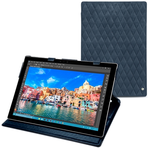 Microsoft Surface Pro 4 leather caseJean vintage - Couture ( Pantone #2f414f  ) 