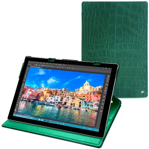 Lederschutzhülle Microsoft Surface Pro 4 Crocodile pino ( Pantone #173F35 ) 