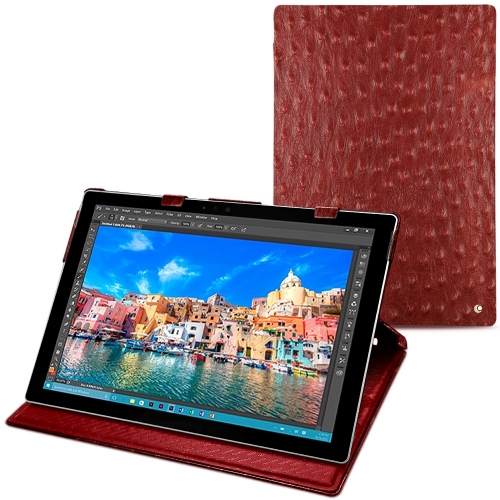 Microsoft Surface Pro 4 leather caseAutruche ciliegia ( Pantone #a4343a ) 
