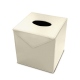 Boite à mouchoirs - Carrée - Griffe 1 - Blanc PU