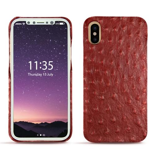 Custodia in pelle Apple iPhone XAutruche ciliegia ( Pantone #a4343a ) 