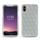 Coque cuir Apple iPhone X - Gris - Couture ( Nappa - Pantone W428C ) 
