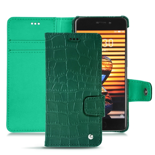 Lederschutzhülle Meizu Pro 7 PlusCrocodile pino ( Pantone #173F35 ) 