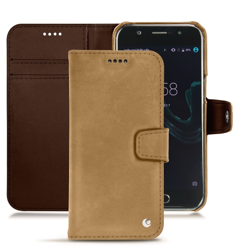 Funda de piel Wiko WimSable vintage ( Pantone #9b7340 ) 
