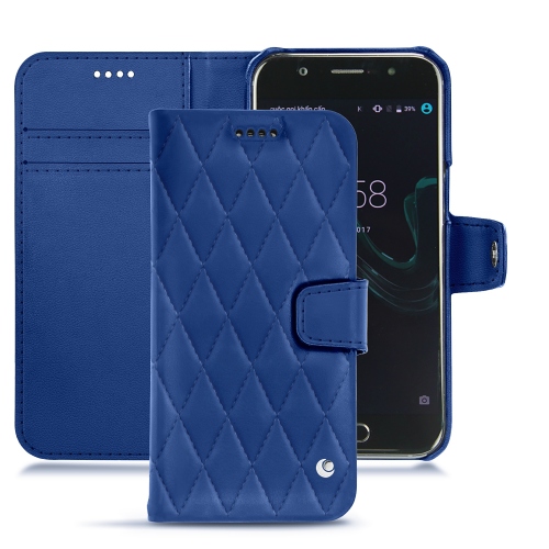 Wiko Wim leather caseBleu océan - Couture ( Nappa - Pantone #15458a) 