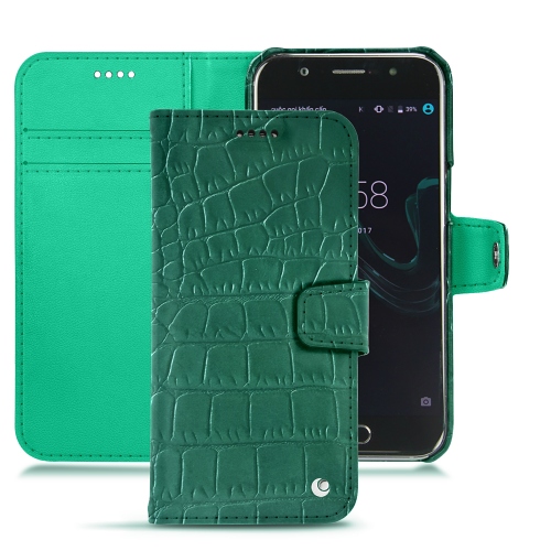 Custodia in pelle Wiko WimCrocodile pino ( Pantone #173F35 ) 