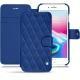 Apple iPhone 8 Plus leather case - Bleu océan - Couture ( Nappa - Pantone 293C ) 