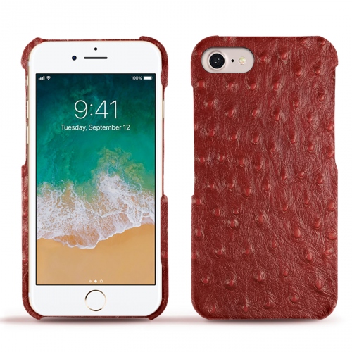 Custodia in pelle Apple iPhone 7Autruche ciliegia ( Pantone #a4343a ) 