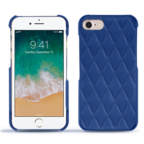 Funda de piel Apple iPhone 7Bleu océan - Couture ( Nappa - Pantone #15458a) 