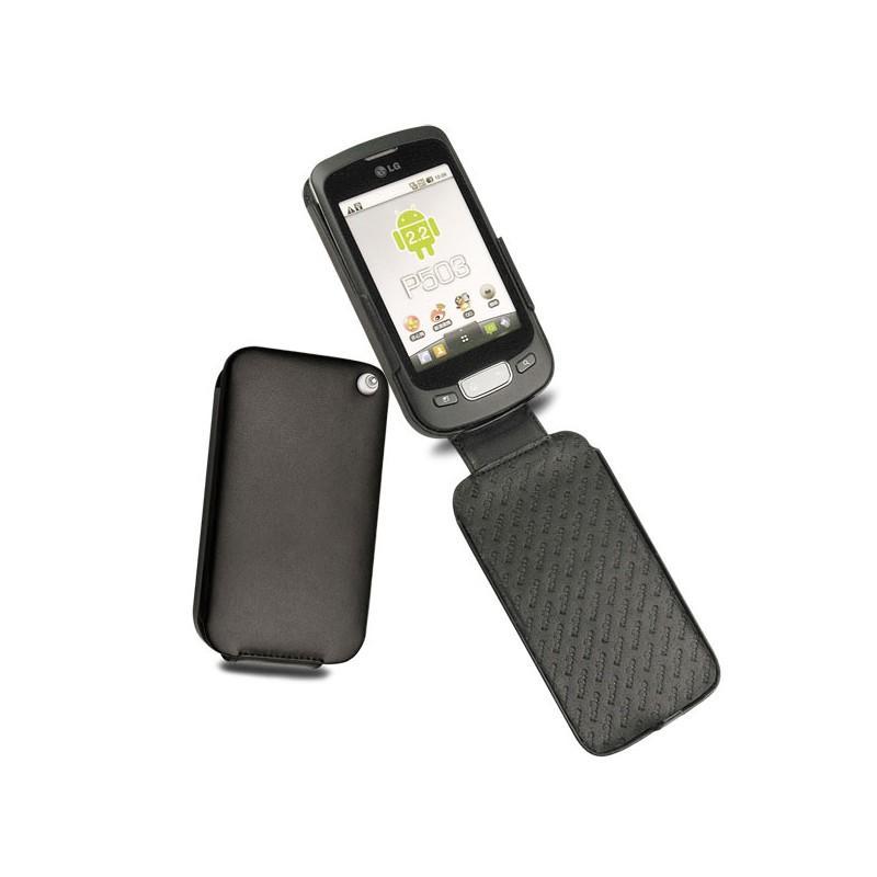 Custodia in pelle LG P500 Optimus One  - Noir ( Nappa - Black ) 
