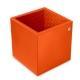 Stiftbecher aus Leder - Quadratisch - Orange fluo