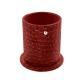Leather pen pot - round - Autruche ciliegia