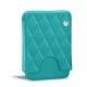 Leather case for business  cards - 20 cards - Bleu fluo - Couture