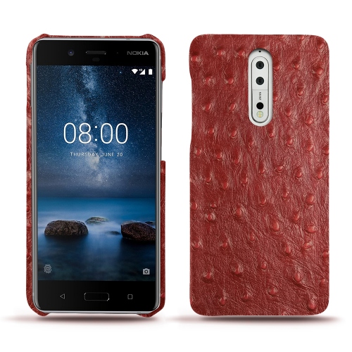 レザーケース Nokia 8Autruche ciliegia ( Pantone #a4343a ) 