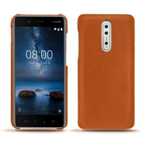 レザーケース Nokia 8Orange vibrant ( Pantone #e36b39 ) 