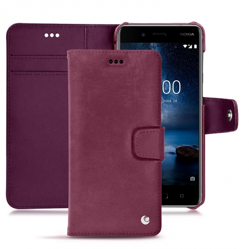 Custodia in pelle Nokia 8 Tradition BPrune vintage ( Pantone #612434 ) 