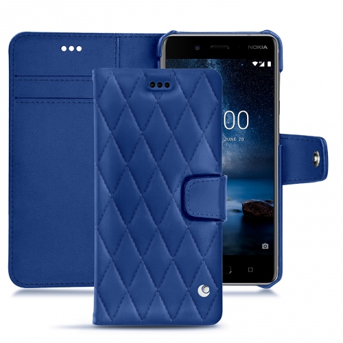 レザーケース Nokia 8 Tradition BBleu océan - Couture ( Nappa - Pantone #15458a) 