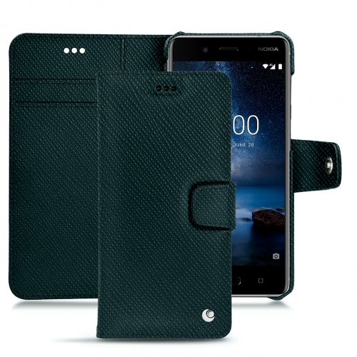 Capa em pele Nokia 8 Tradition BVert séduisant ( Pantone #1d3c34 ) 