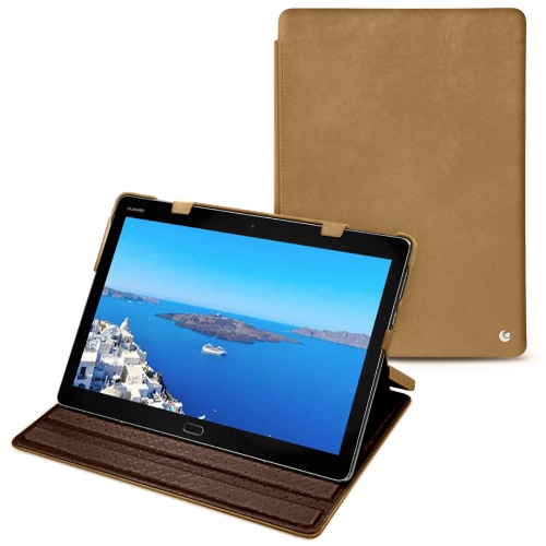 Housse cuir Huawei MediaPad M3 Lite 10 : Protection sur mesure pour tablette sur NoreveSable vintage ( Pantone #9b7340 ) 