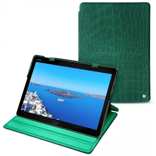 Custodia in pelle Huawei MediaPad M3 Lite 10Crocodile pino ( Pantone #173F35 ) 