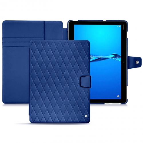 Custodia in pelle Huawei MediaPad M3 Lite 10Bleu océan - Couture ( Nappa - Pantone #15458a) 