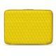 Leather sleeve for 15' laptop - Griffe 2 - Jaune fluo - Couture