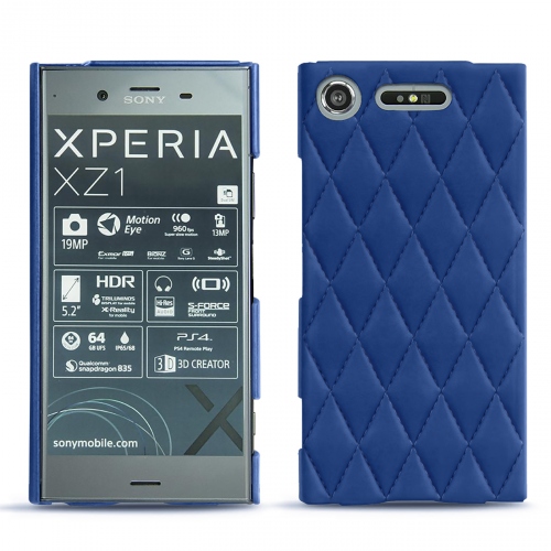 Funda de piel Sony Xperia XZ1Bleu océan - Couture ( Nappa - Pantone #15458a) 