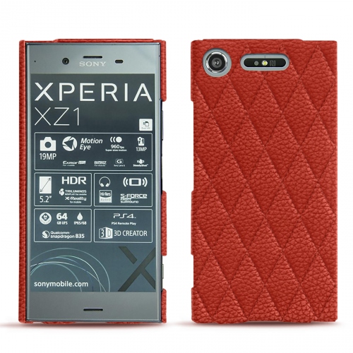 Etuis, housses et coques en cuir Sony Xperia XZ1Papaye - Couture ( Pantone #b54317 ) 