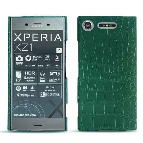 Capa em pele Sony Xperia XZ1Crocodile pino ( Pantone #173F35 ) 