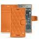 Housse cuir Sony Xperia XZ1 - Orange - Couture ( Nappa - Pantone 1495U ) 