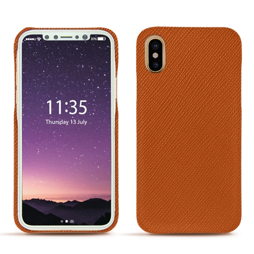 レザーケース Apple iPhone XOrange vibrant ( Pantone #e36b39 ) 