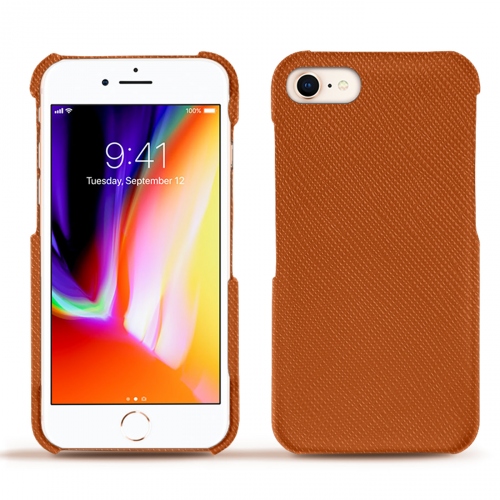 Lederschutzhülle Apple iPhone 8Orange vibrant ( Pantone #e36b39 ) 