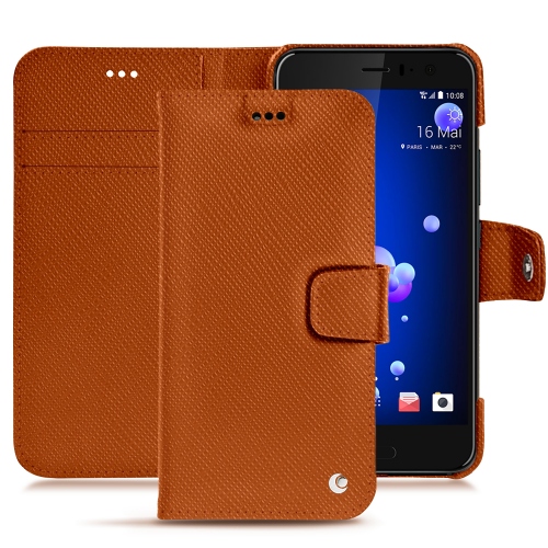 Funda de piel HTC U11Orange vibrant ( Pantone #e36b39 ) 