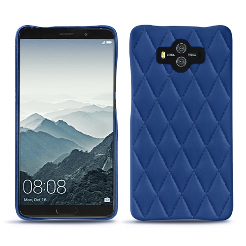 Huawei Mate 10 leather caseBleu océan - Couture ( Nappa - Pantone #15458a) 