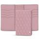 Estuche de piel para pasaporte - 8 tarjetas de crédito - Rose - Couture ( Nappa - Pantone 2365C ) 