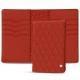 Bolsa em pele para passaporte - 8 cartões de crédito - Papaye - Couture ( Pantone 180C ) 