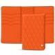 Bolsa em pele para passaporte - 8 cartões de crédito - Orange fluo - Couture
