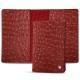 Bolsa em pele para passaporte - 8 cartões de crédito - Autruche ciliegia
