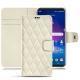 Housse cuir LG V30 - Blanc - Couture ( Bologna - White ) 