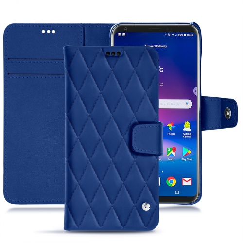 Custodia in pelle LG V30Bleu océan - Couture ( Nappa - Pantone #15458a) 