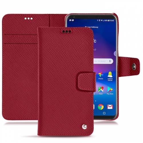 Lederschutzhülle LG V30Rouge passion ( Pantone #a6192e ) 