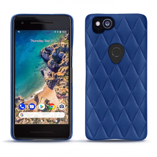 Custodia in pelle Google Pixel 2Bleu océan - Couture ( Nappa - Pantone #15458a) 